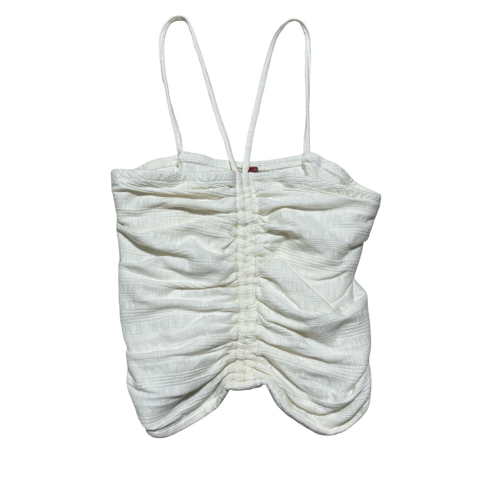 Pilcro By‎ Anthropologie White Ruched Ribbed Halter Women's Size Small 13x13